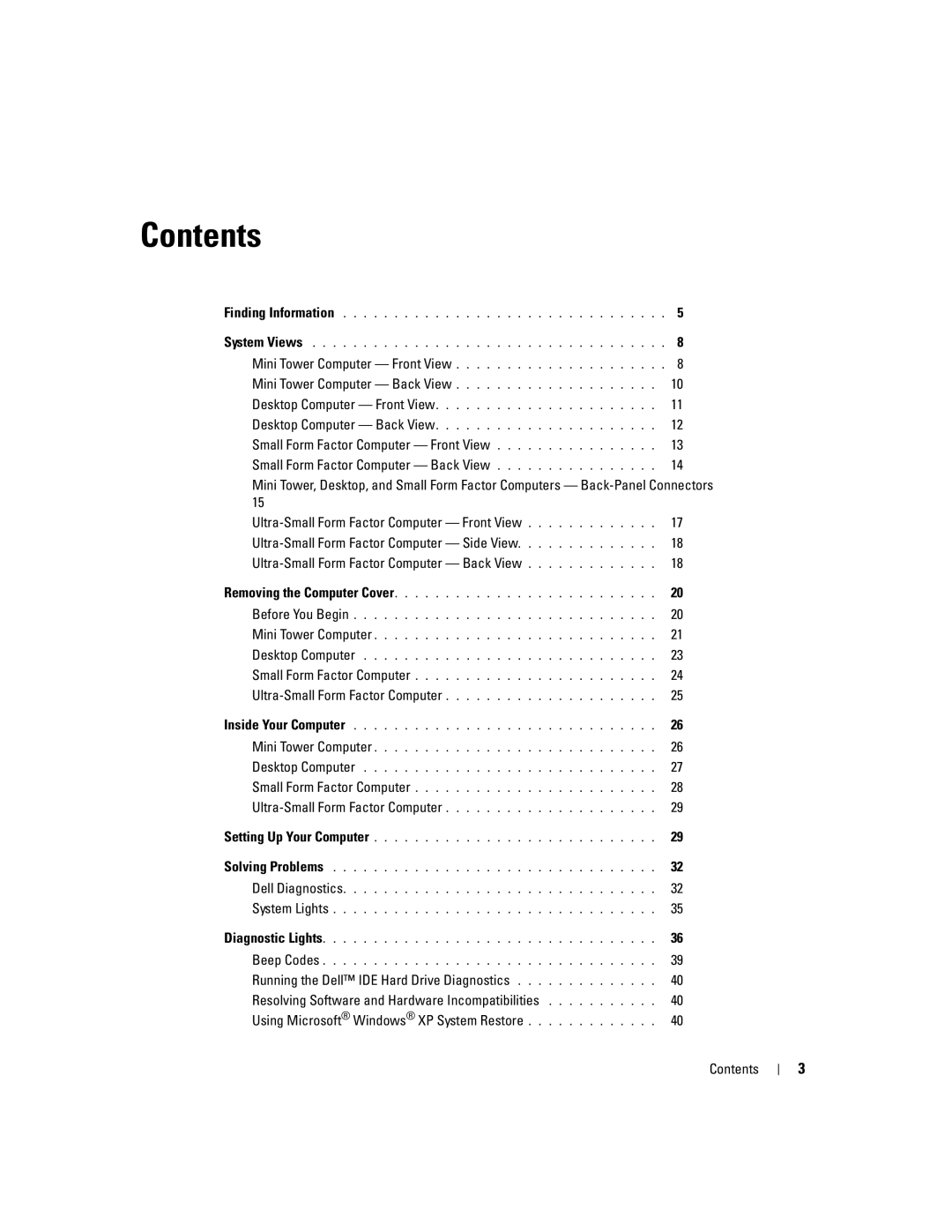 Dell GX620 manual Contents 