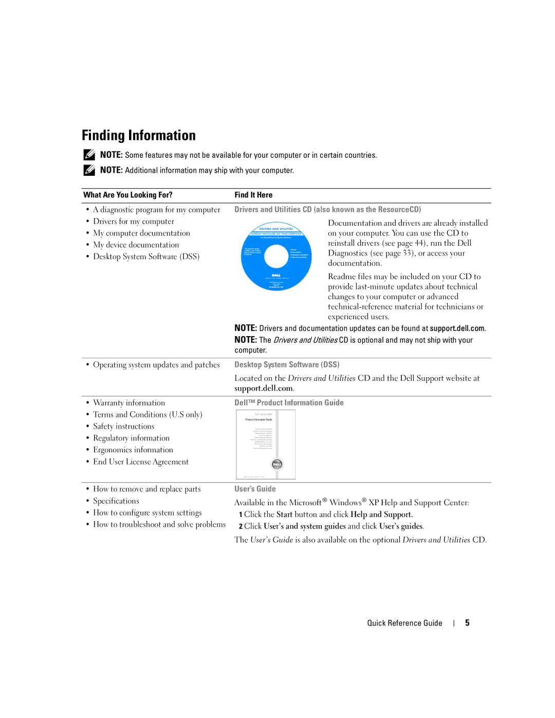 Dell GX620 manual Finding Information 