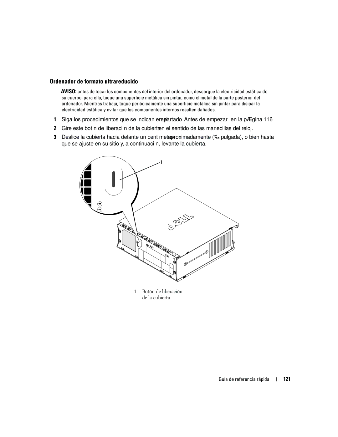 Dell GX620 manual Ordenador de formato ultrareducido, 121 