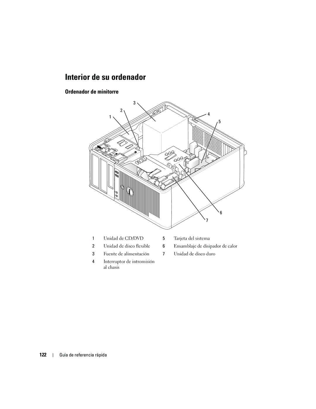 Dell GX620 manual Interior de su ordenador, 122 