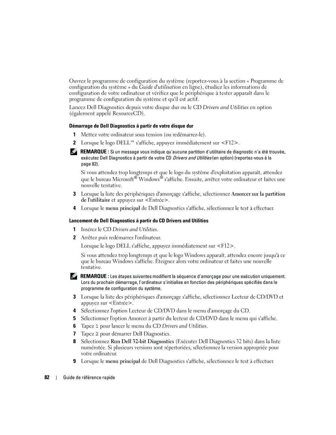 Dell GX620 manual Démarrage de Dell Diagnostics à partir de votre disque dur 