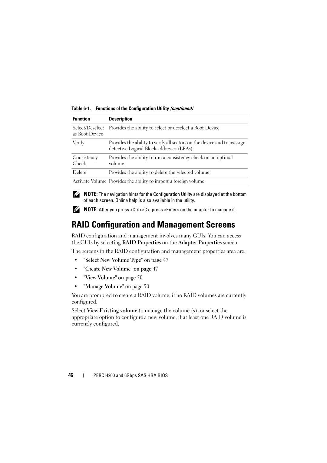 Dell H200 manual RAID Configuration and Management Screens 