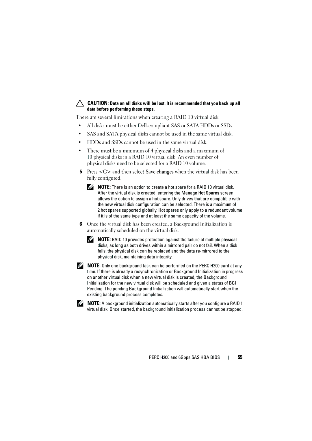 Dell manual Perc H200 and 6Gbps SAS HBA Bios 