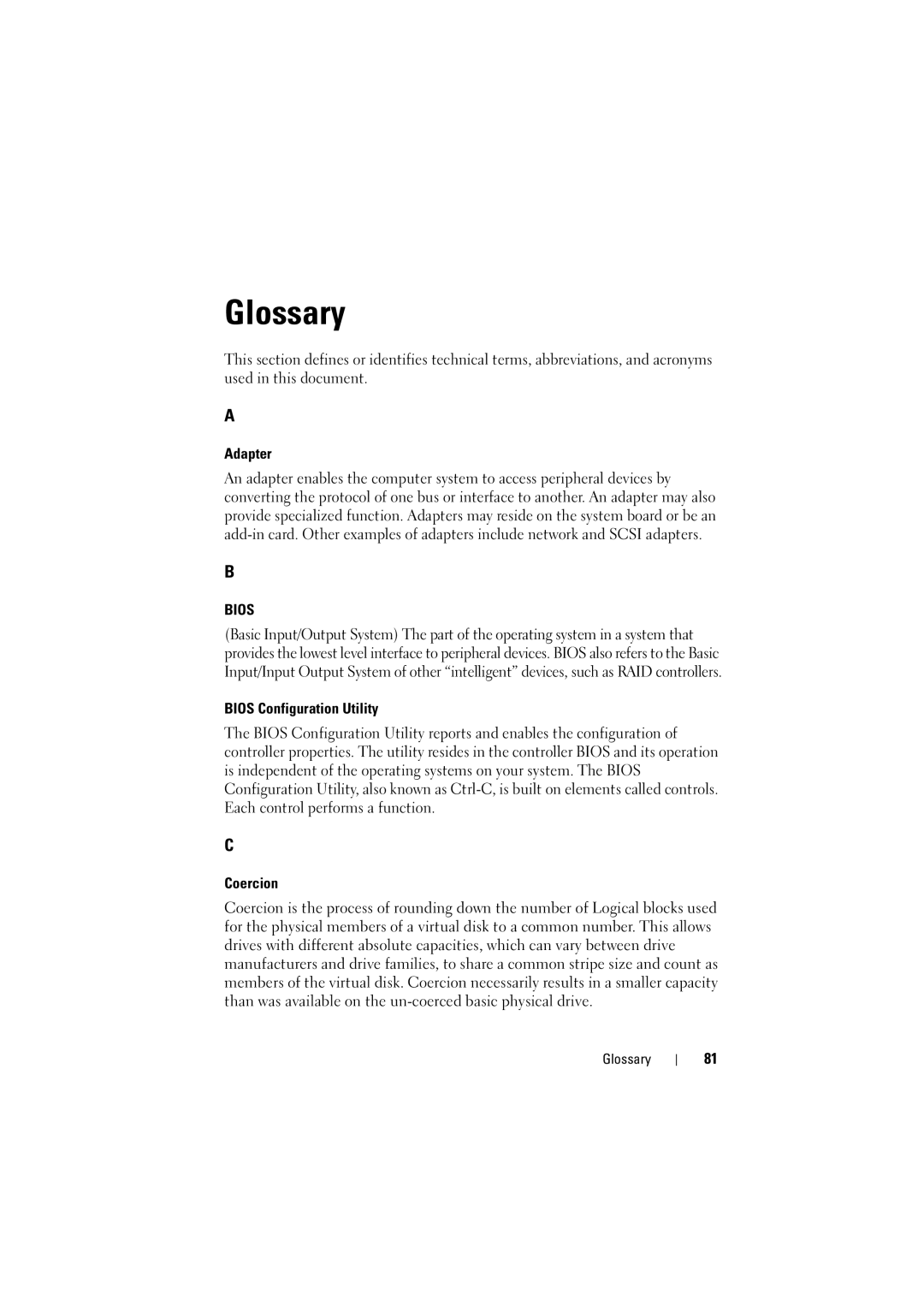 Dell H200 manual Glossary 