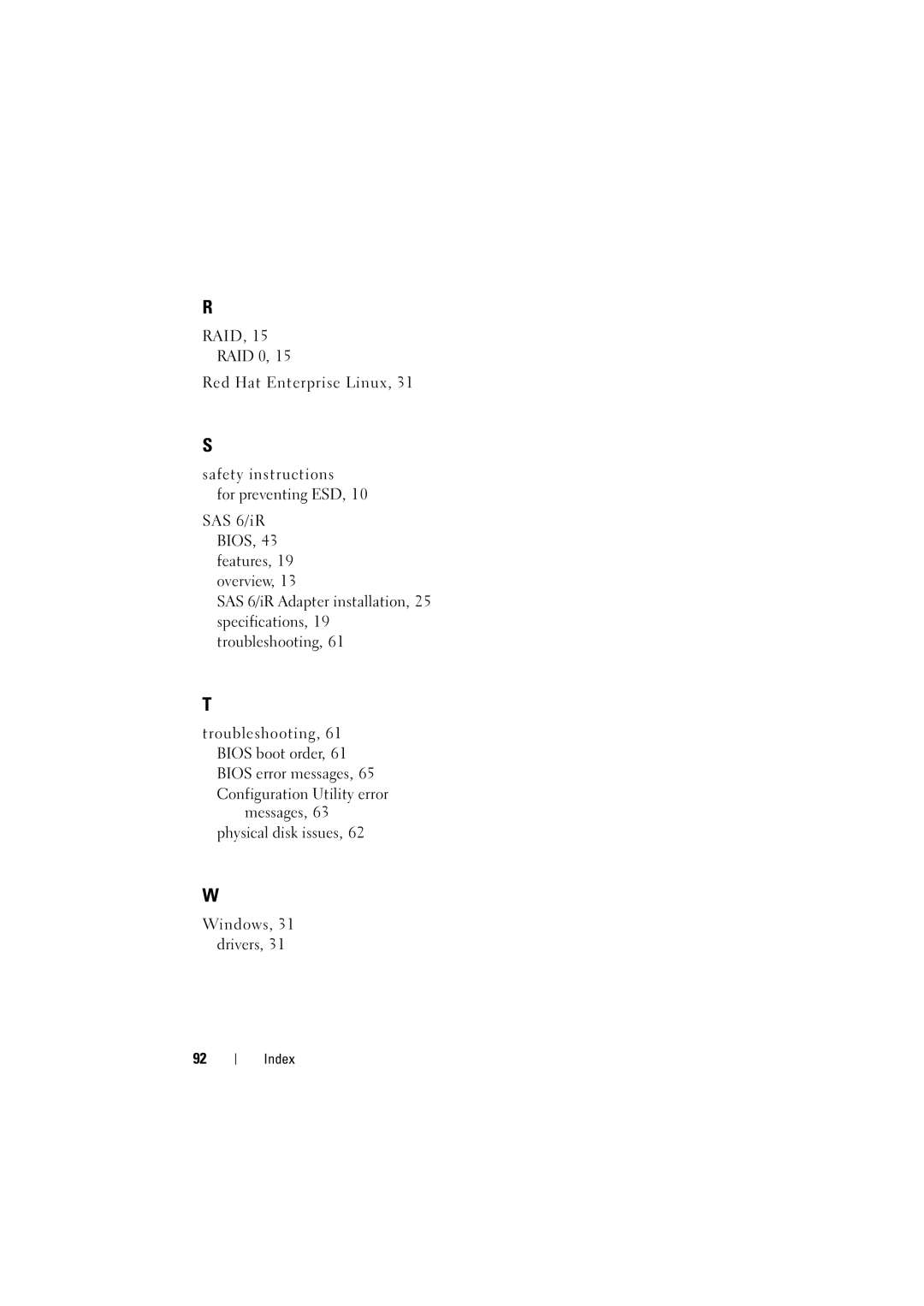 Dell H200 manual Index 