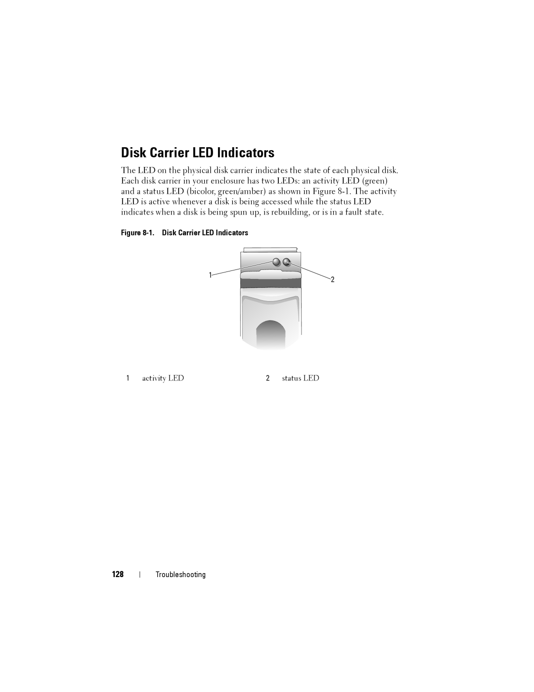 Dell H710P, H310, H810 manual Disk Carrier LED Indicators, 128 
