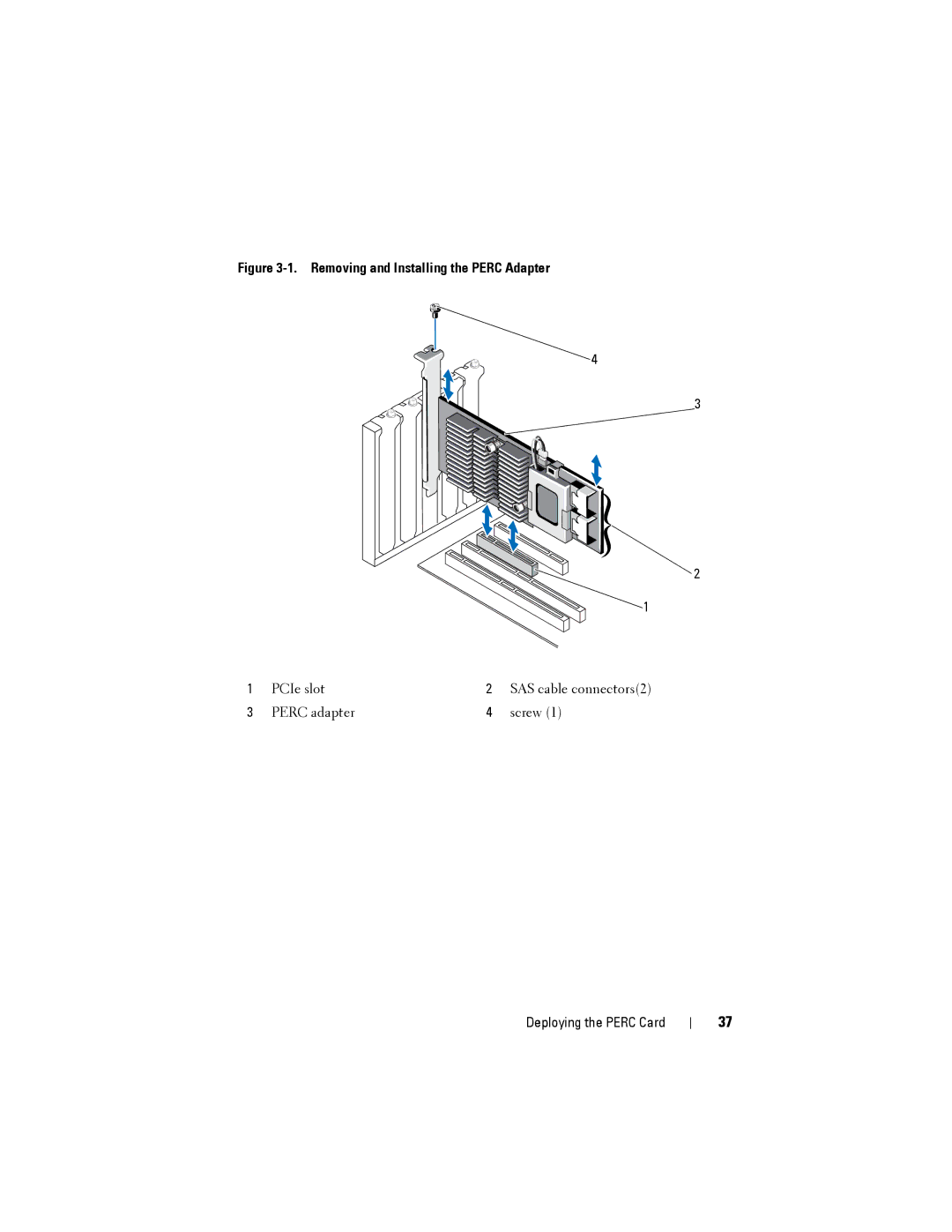 Dell H310, H710P, H810 manual Removing and Installing the Perc Adapter 