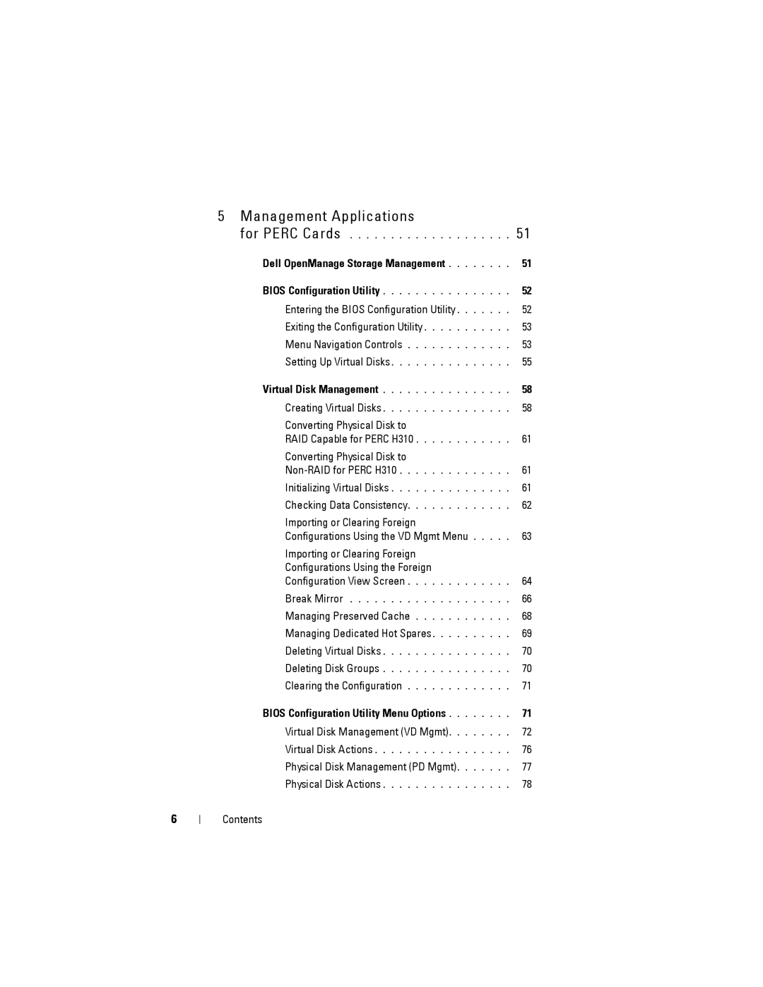 Dell H710P, H310, H810 manual Bios Configuration Utility, Virtual Disk Management 