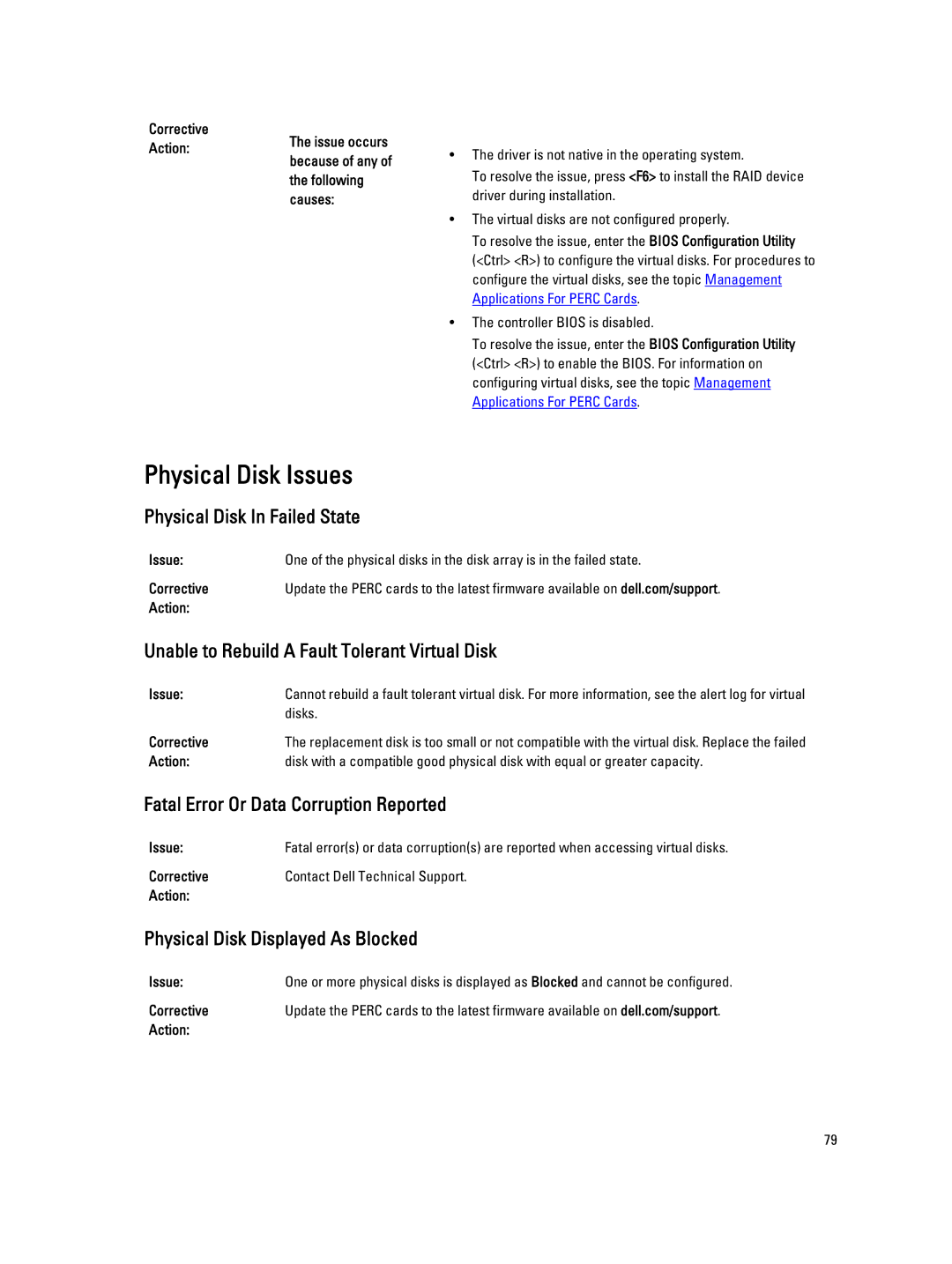 Dell H810, H710P, H310 Physical Disk Issues, Physical Disk In Failed State, Unable to Rebuild a Fault Tolerant Virtual Disk 