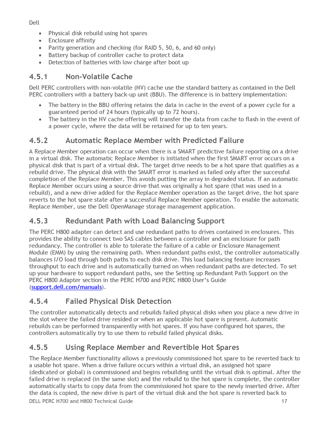 Dell H700, H800 manual Non-Volatile Cache, Automatic Replace Member with Predicted Failure 