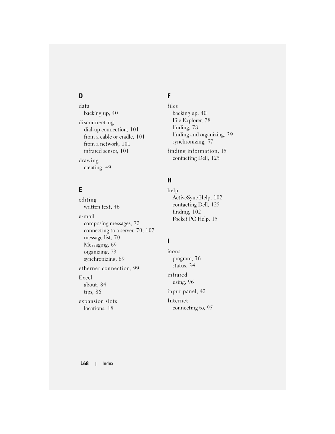 Dell HD03U, HC02U-C, HC02U-W, HC02U-B owner manual Index 