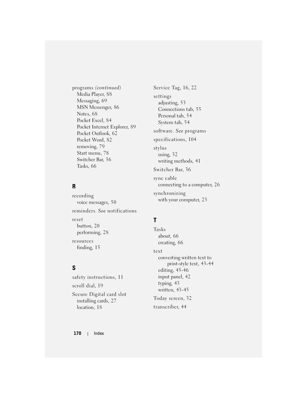 Dell HC02U-C, HC02U-W, HD03U, HC02U-B owner manual Index 