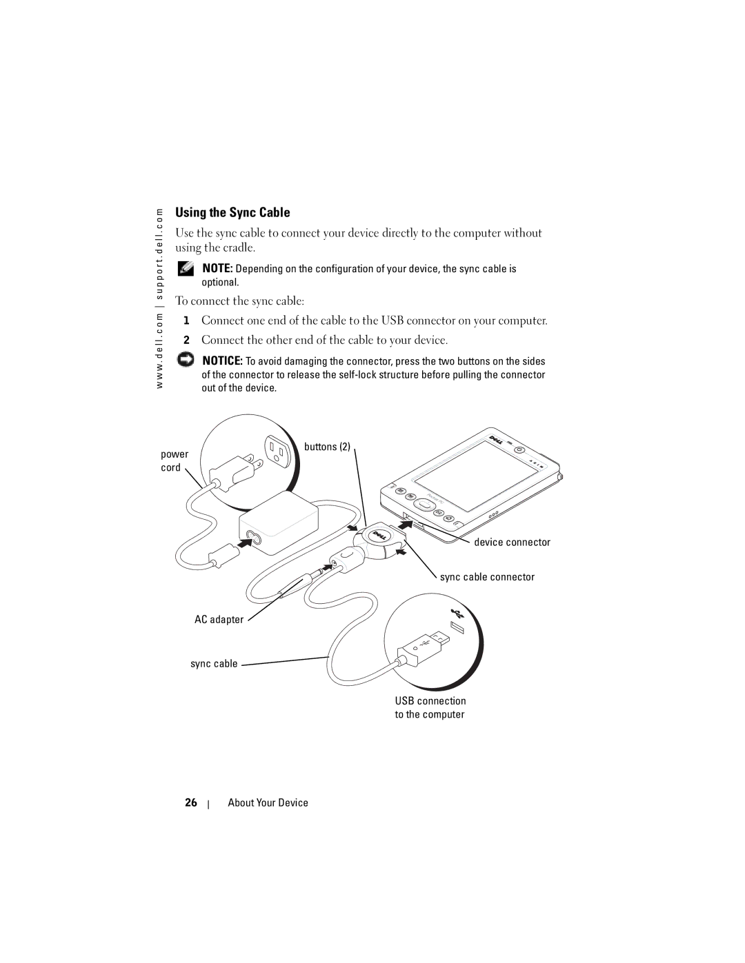 Dell HC02U-W, HC02U-C, HD03U, HC02U-B owner manual Using the Sync Cable 