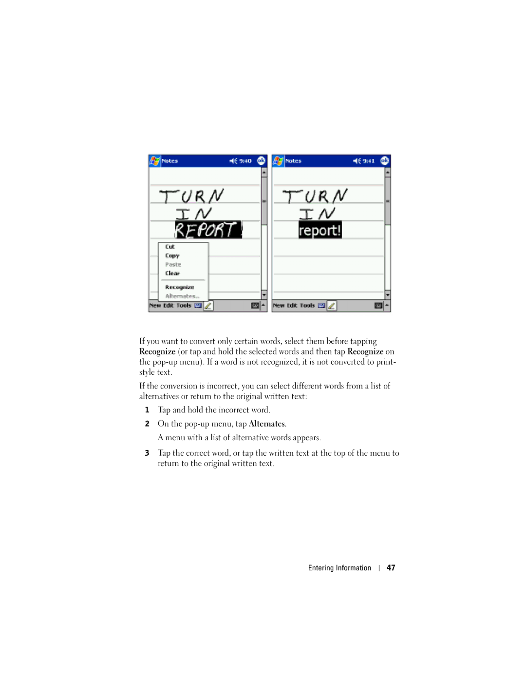 Dell HC02U-C, HC02U-W, HD03U, HC02U-B owner manual Entering Information 