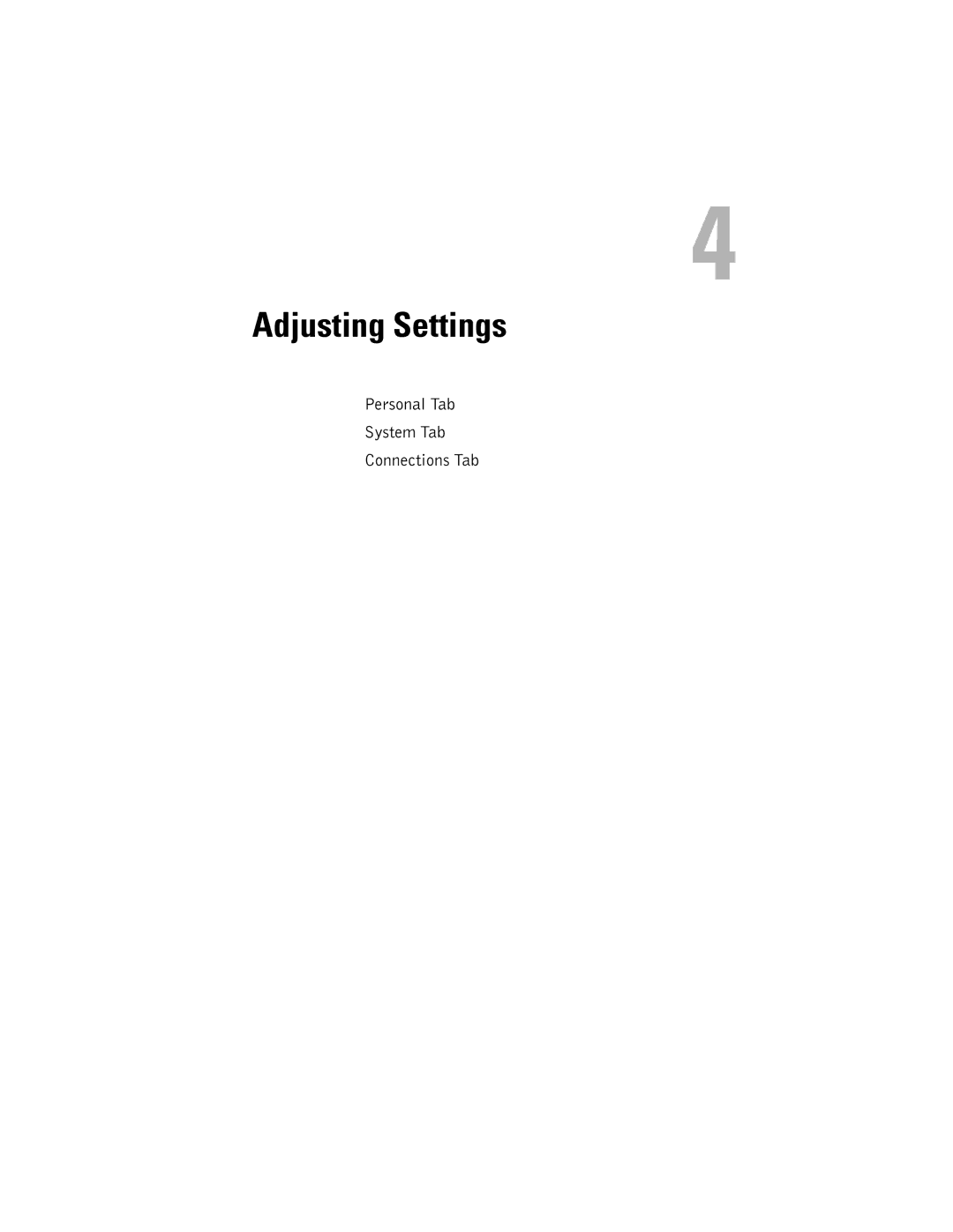 Dell HD03U, HC02U-C, HC02U-W, HC02U-B owner manual Adjusting Settings, Personal Tab System Tab Connections Tab 