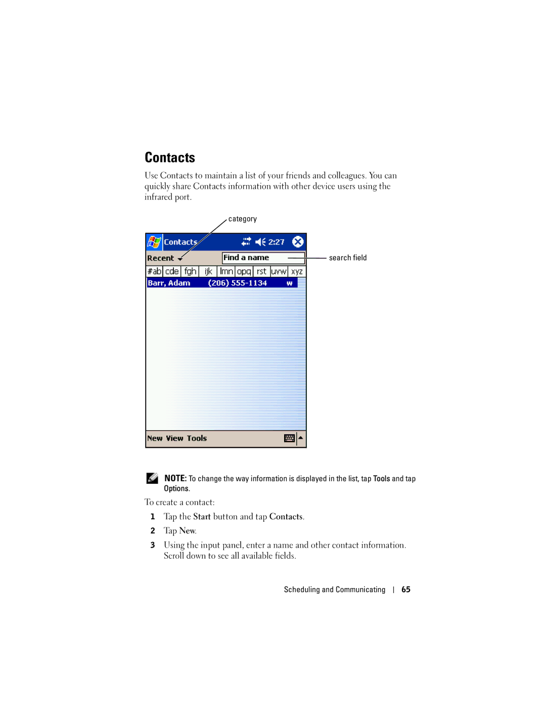 Dell HC02U-C, HC02U-W, HD03U, HC02U-B owner manual Contacts, Category Search field 