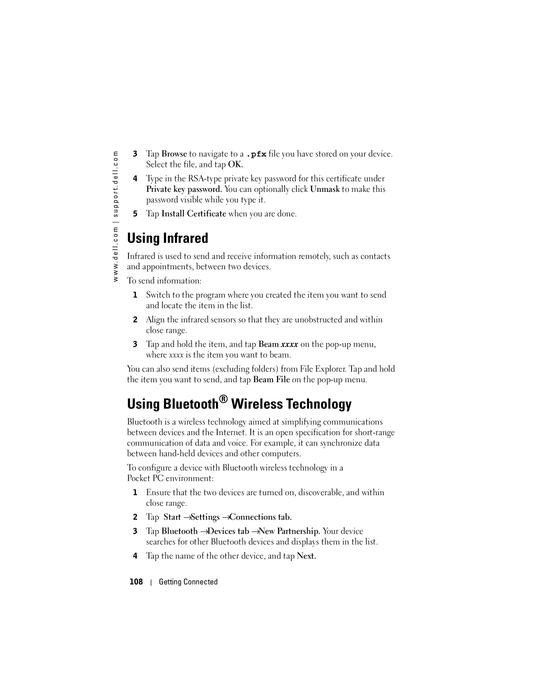 Dell HC03UL, HD04U owner manual Using Infrared, Using Bluetooth Wireless Technology 