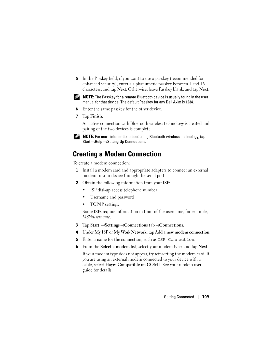 Dell HD04U, HC03UL owner manual Creating a Modem Connection 