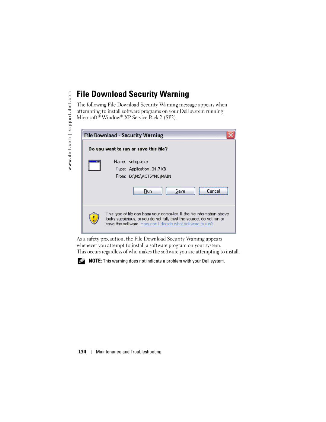 Dell HC03UL, HD04U owner manual File Download Security Warning 