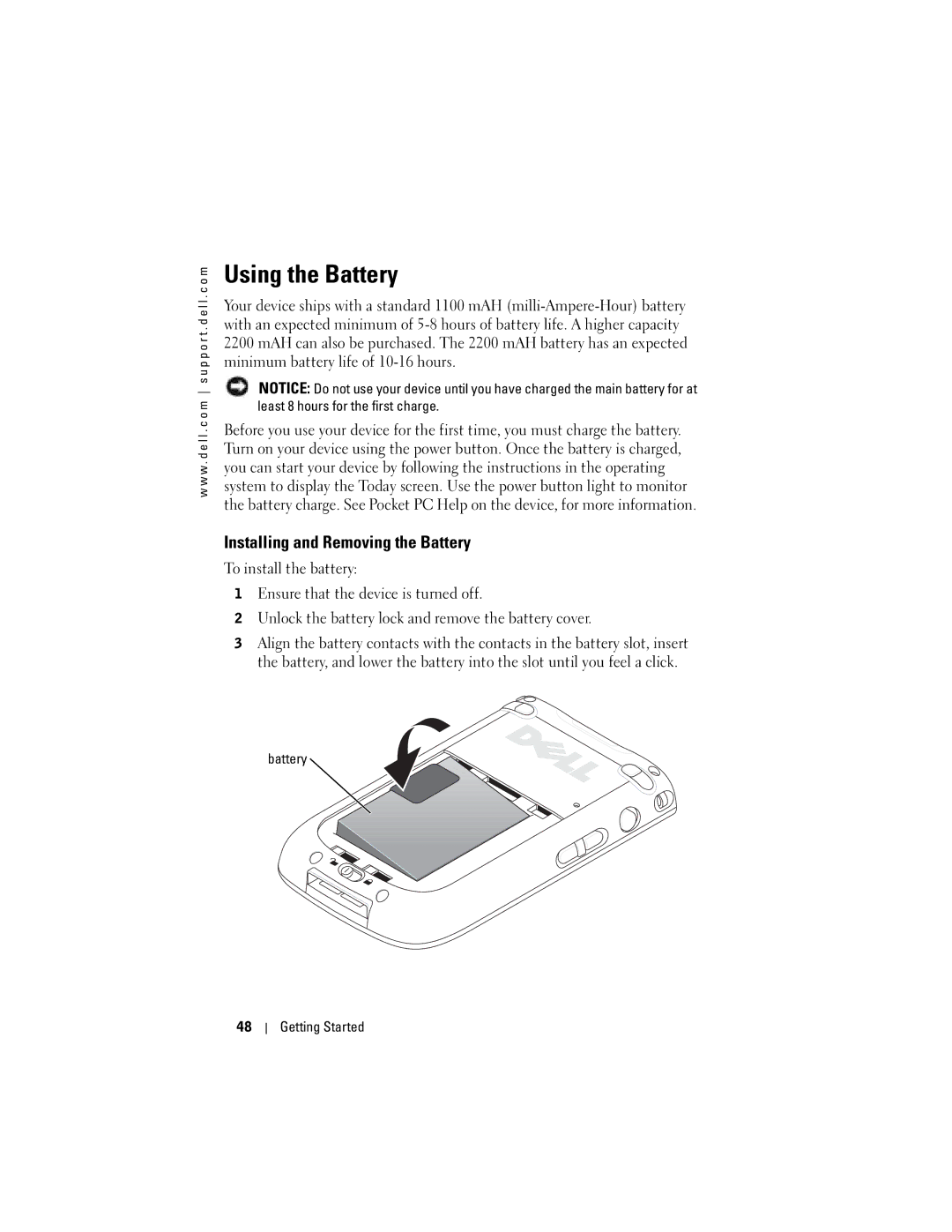 Dell HC03UL, HD04U owner manual Using the Battery, Installing and Removing the Battery 