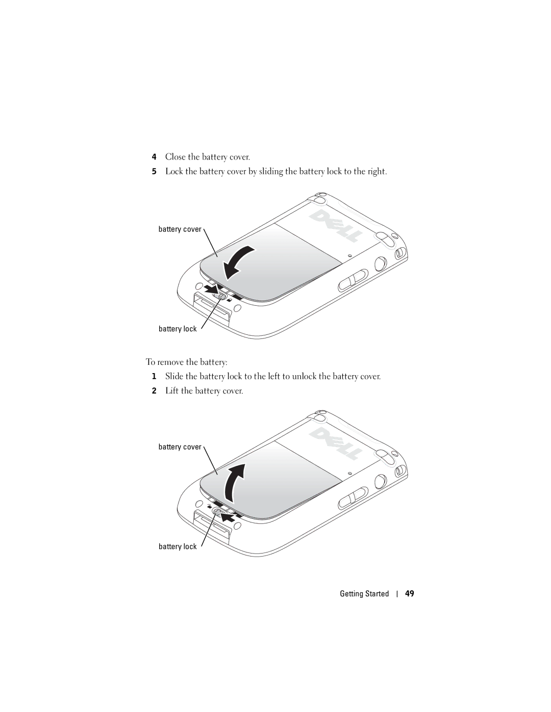 Dell HD04U, HC03UL owner manual Battery cover Battery lock 