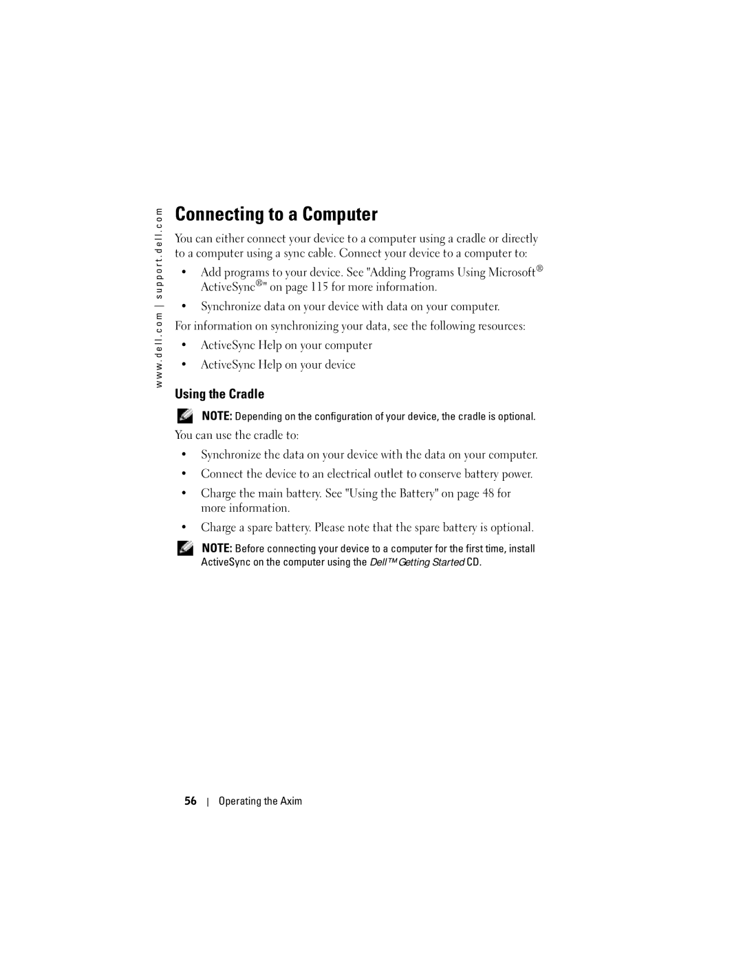 Dell HC03UL, HD04U owner manual Connecting to a Computer, Using the Cradle 