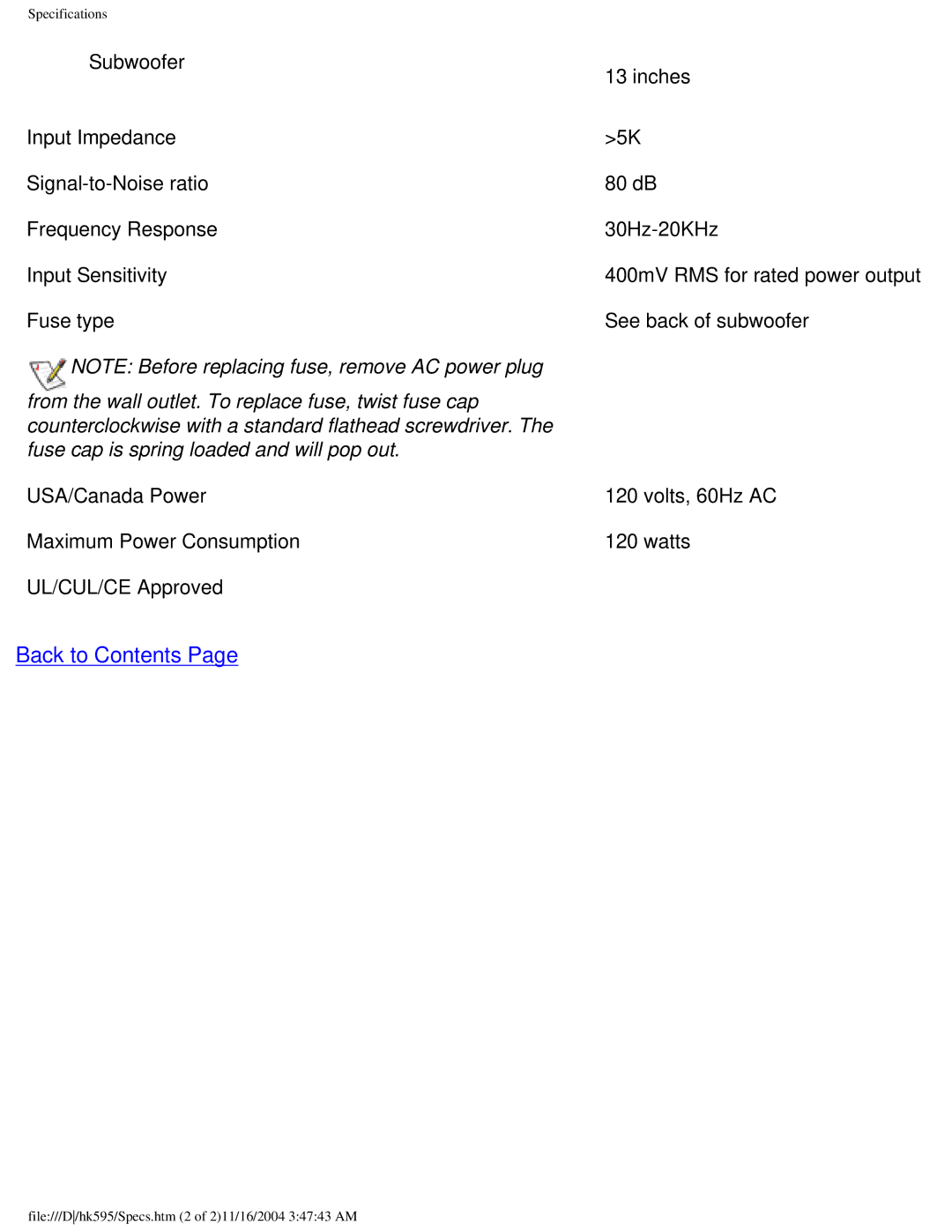 Dell HK-595 specifications File///D/hk595/Specs.htm 2 of 211/16/2004 34743 AM 