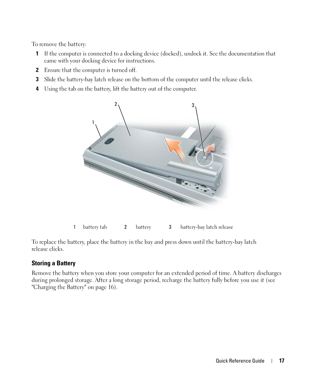 Dell HM328 manual Storing a Battery 