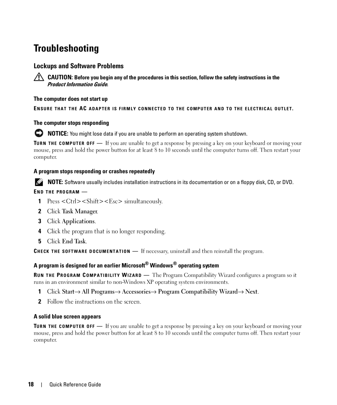 Dell HM328 manual Troubleshooting, Lockups and Software Problems 