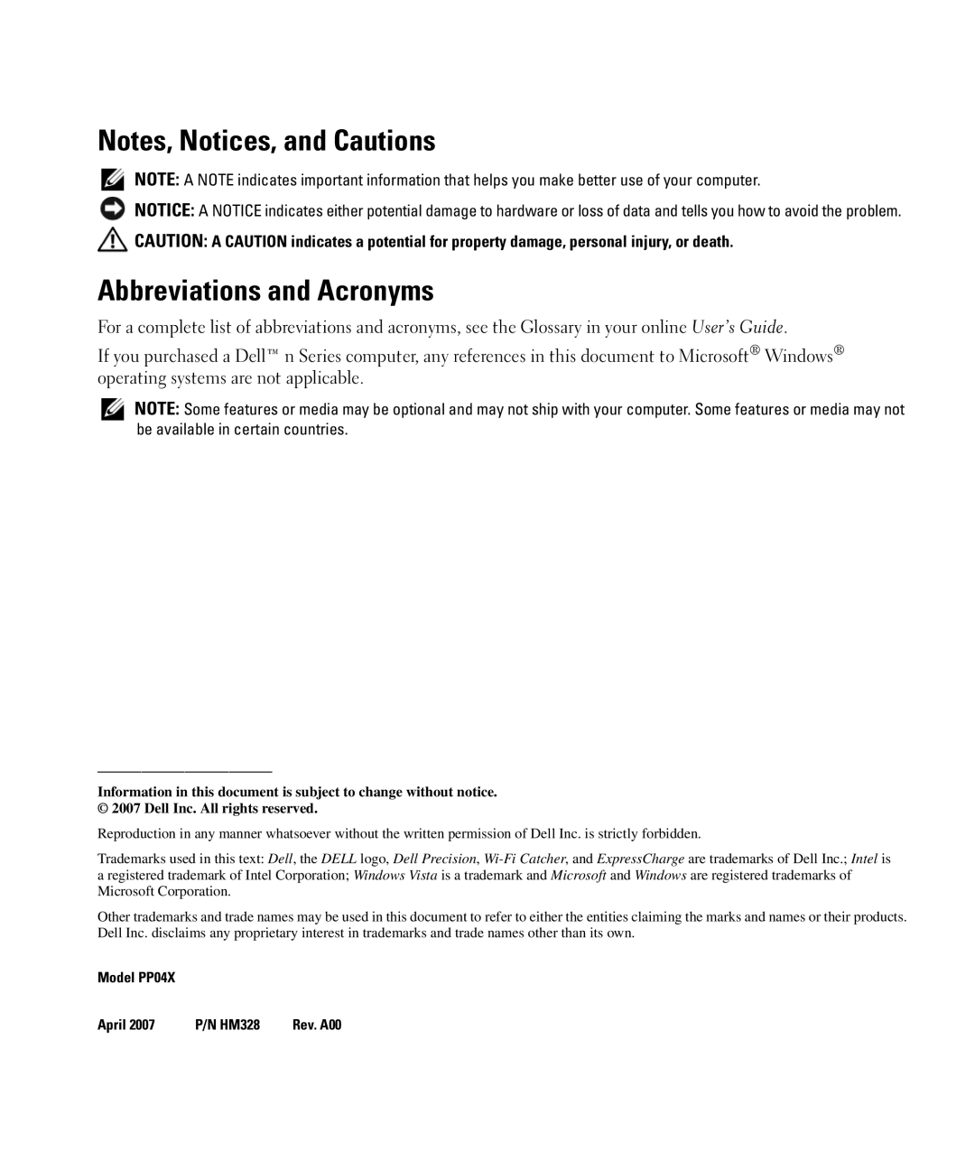 Dell HM328 manual Abbreviations and Acronyms 