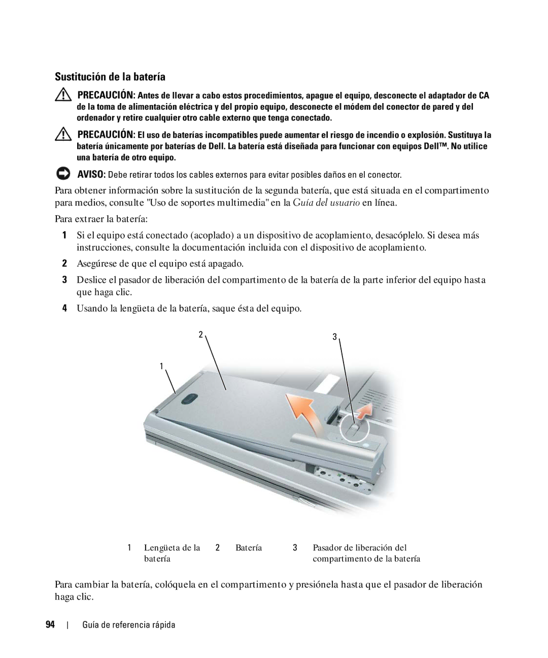 Dell HM328 manual Sustitución de la batería 