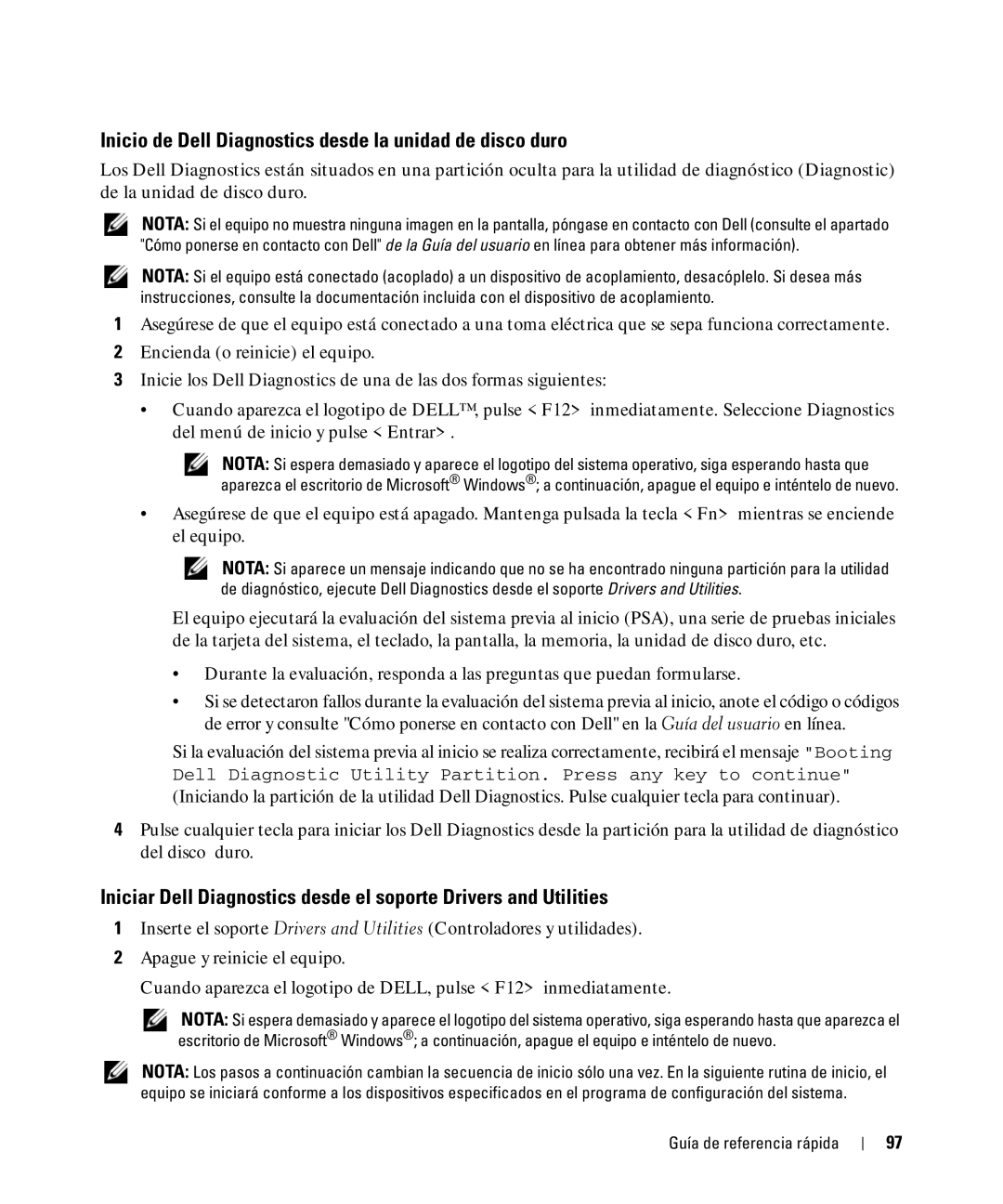 Dell HM328 manual Inicio de Dell Diagnostics desde la unidad de disco duro 