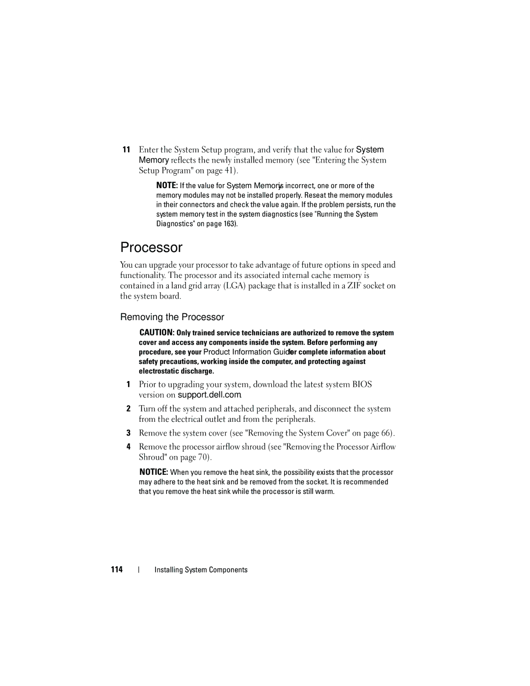 Dell HR675 owner manual Removing the Processor 