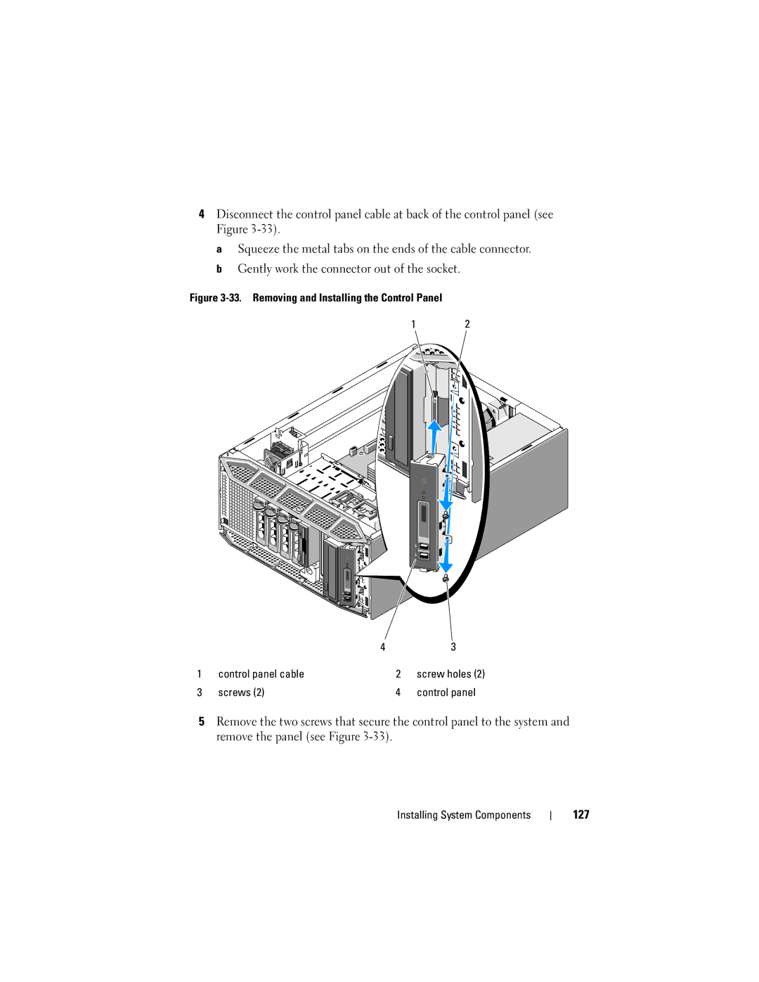 Dell HR675 owner manual 127, Screws Control panel 