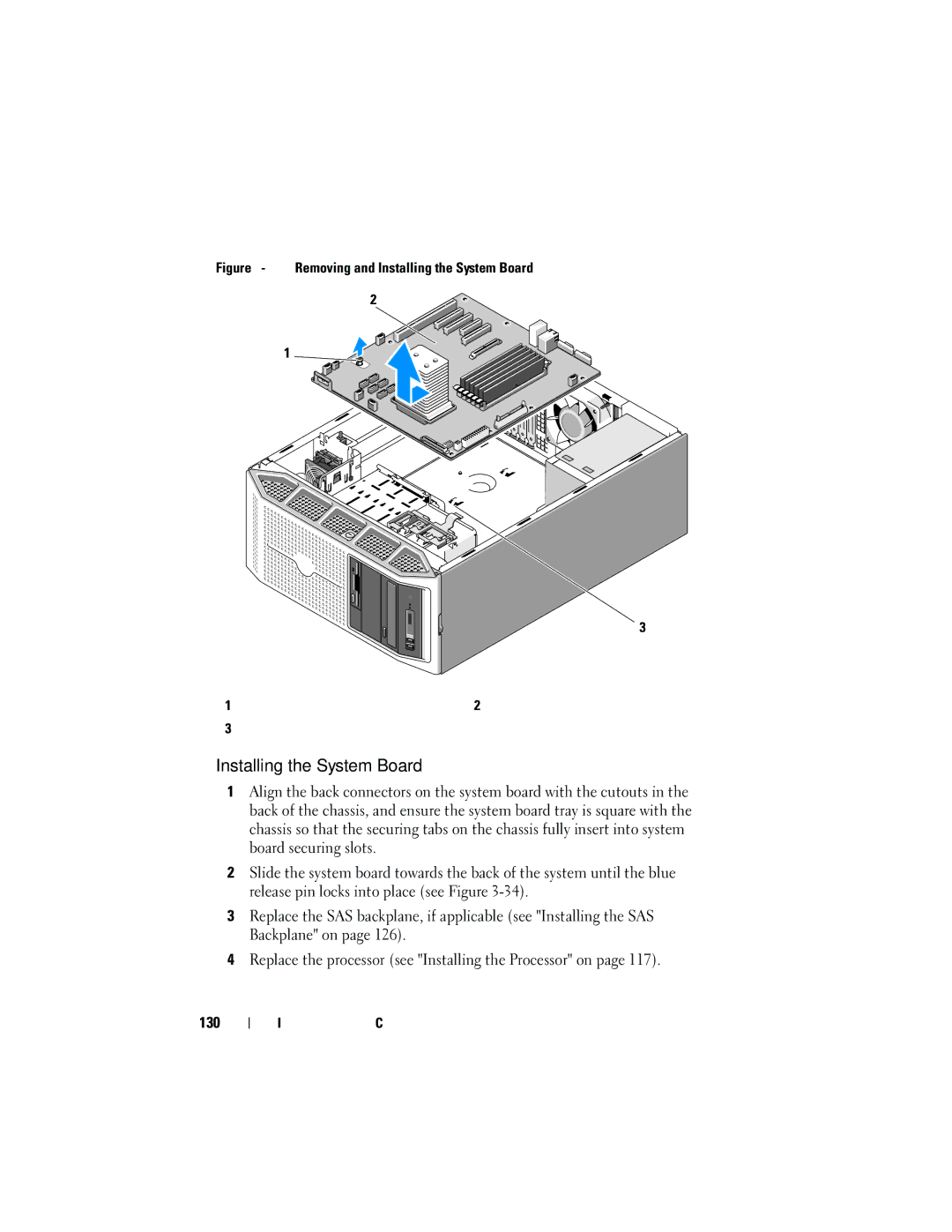 Dell HR675 owner manual Installing the System Board, System board securing slots 