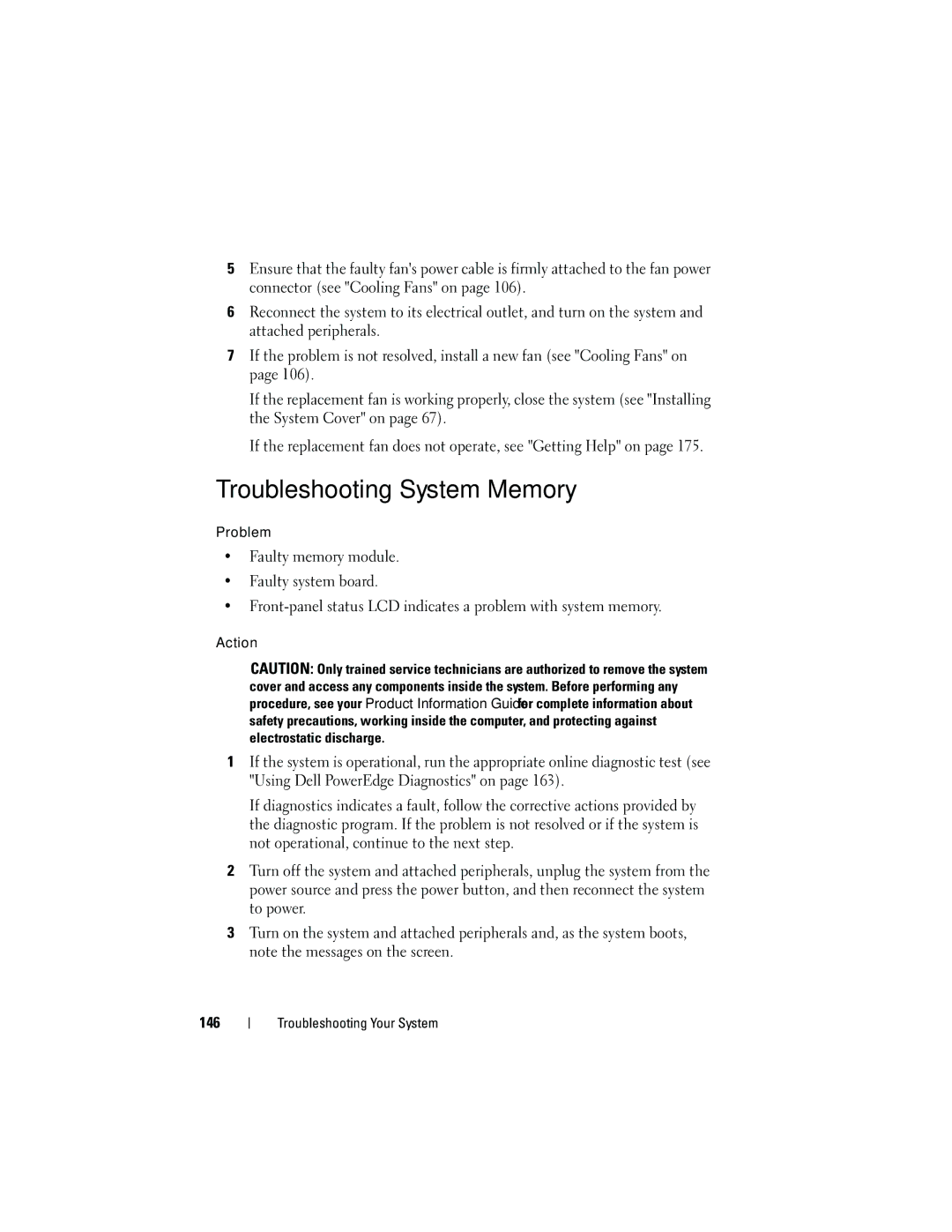 Dell HR675 owner manual Troubleshooting System Memory 