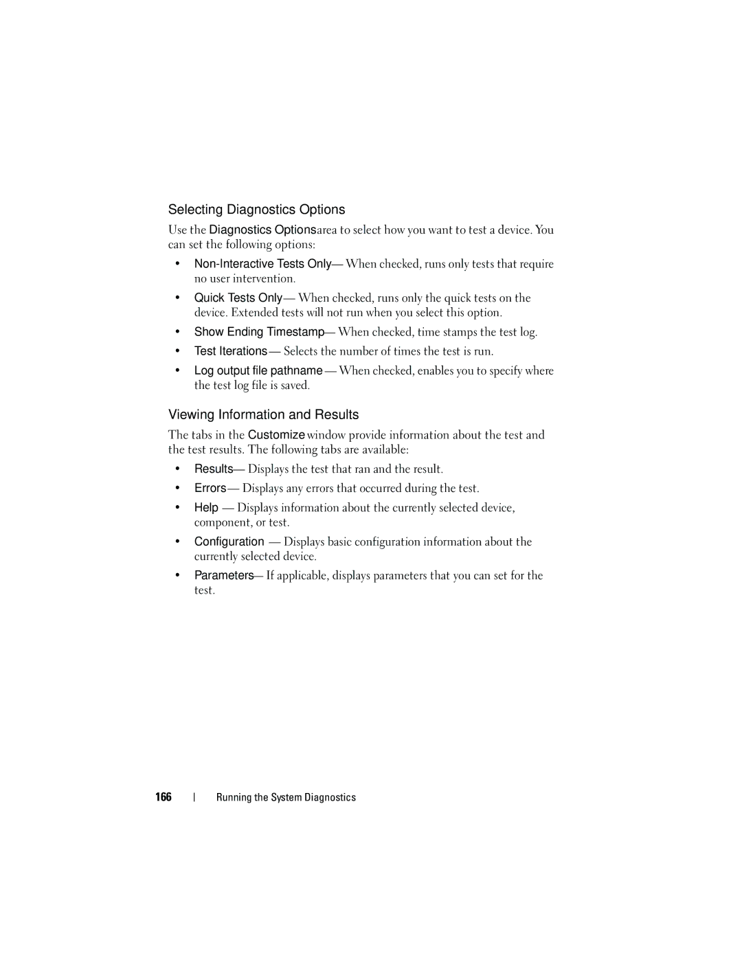 Dell HR675 owner manual Selecting Diagnostics Options, Viewing Information and Results 