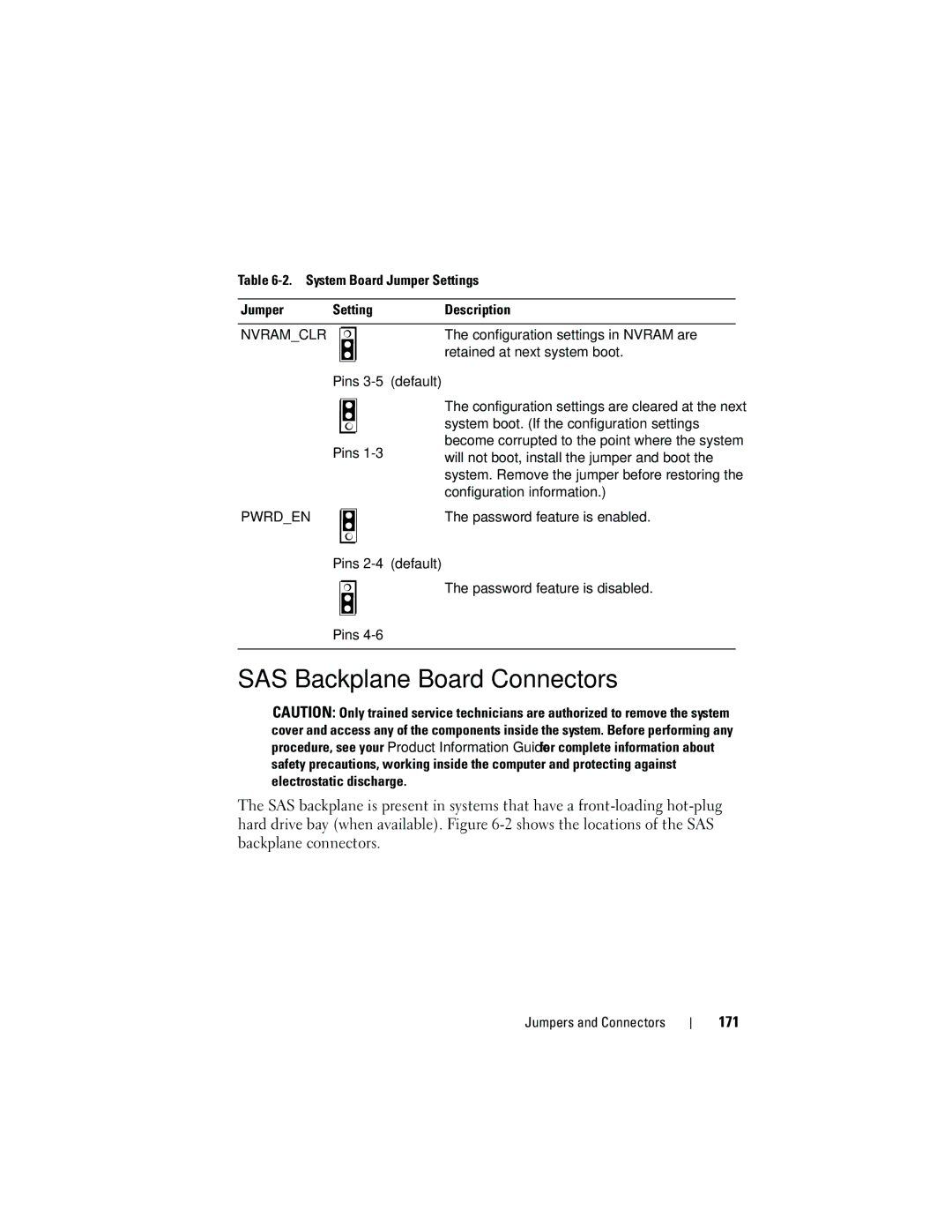 Dell HR675 owner manual SAS Backplane Board Connectors, 171 