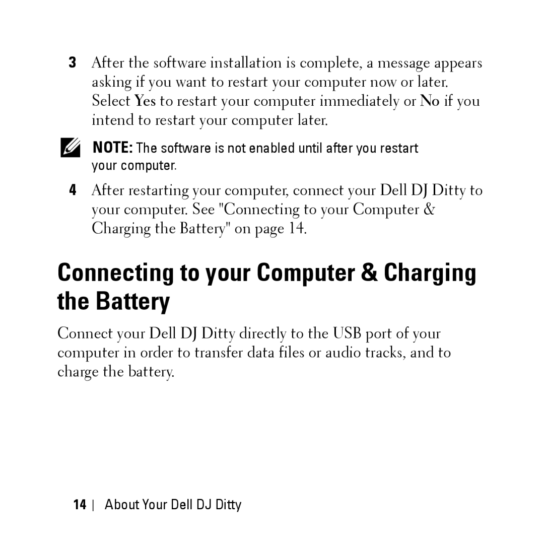 Dell HV04T owner manual Connecting to your Computer & Charging the Battery 