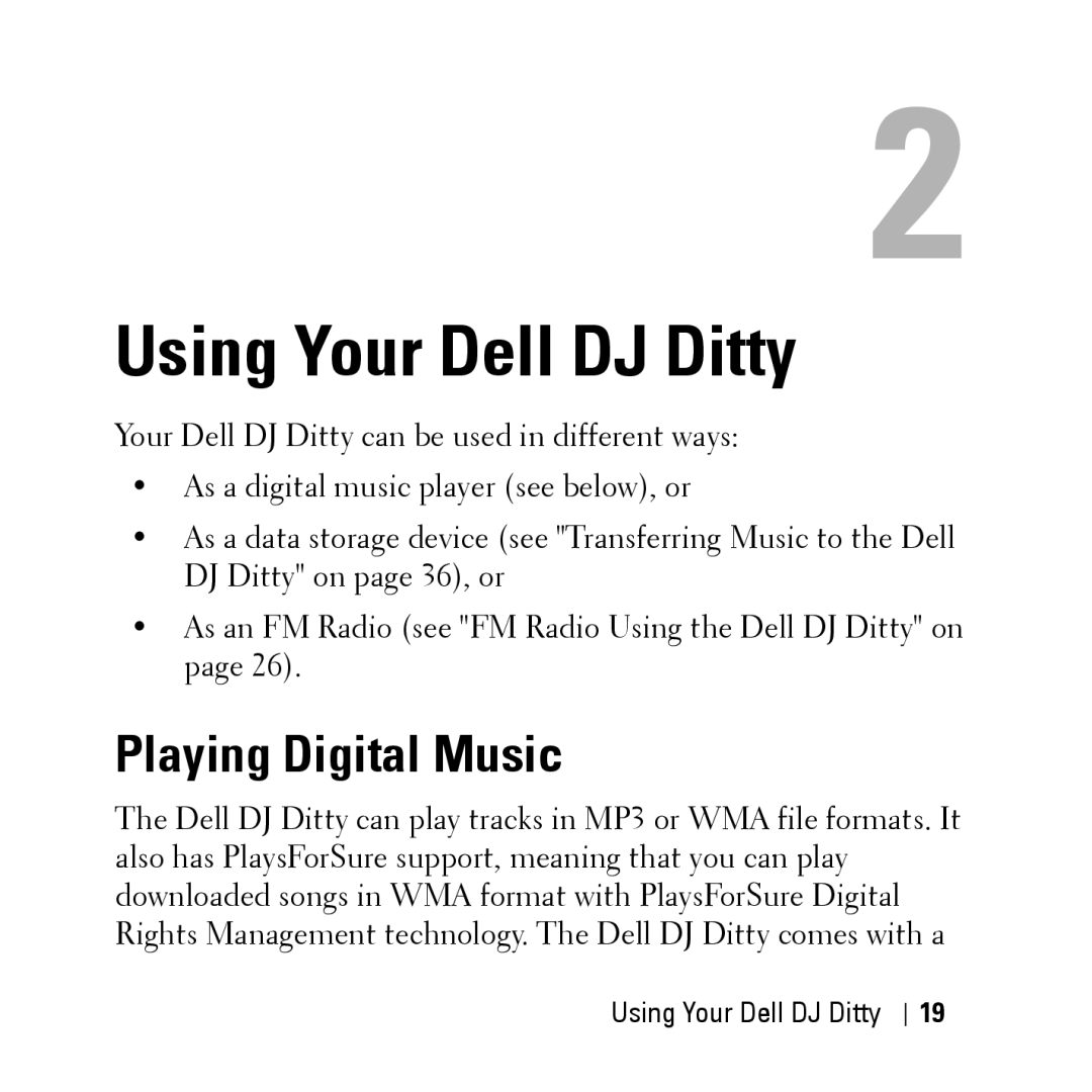 Dell HV04T owner manual Using Your Dell DJ Ditty, Playing Digital Music 