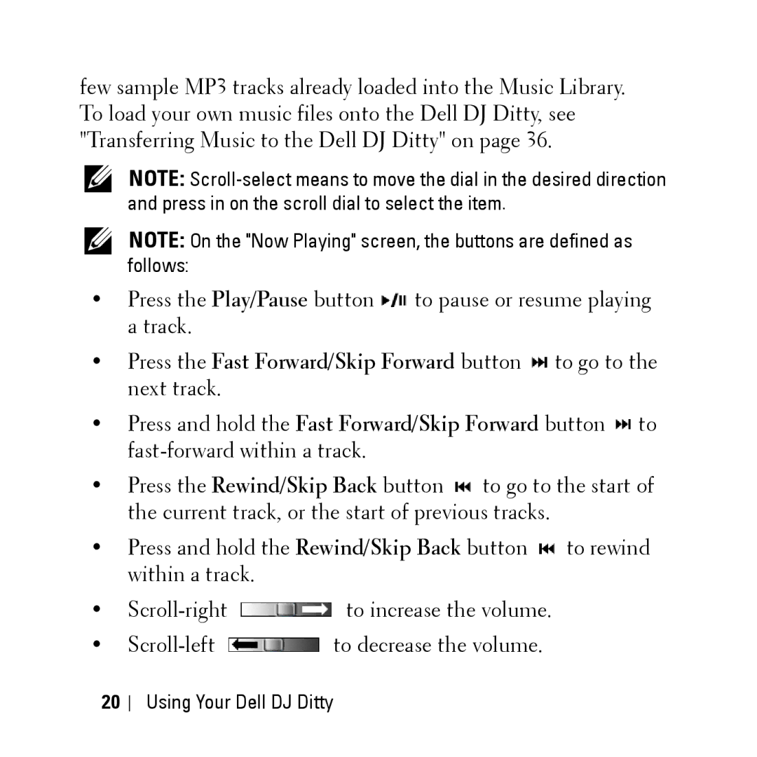 Dell HV04T owner manual Using Your Dell DJ Ditty 