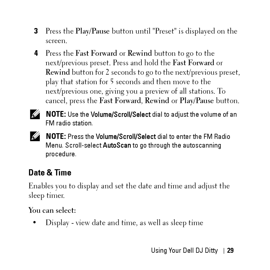 Dell HV04T owner manual Date & Time, You can select 