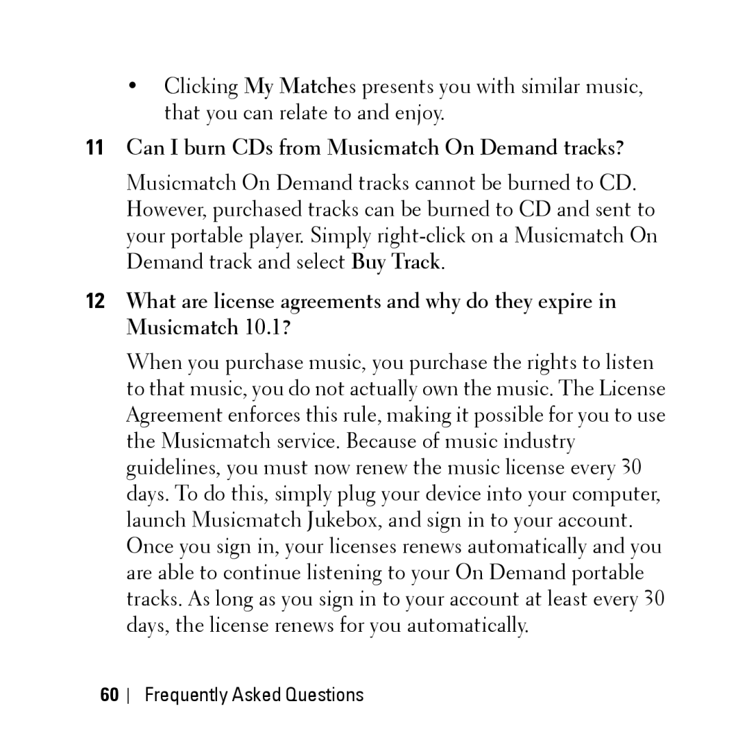 Dell HV04T owner manual Can I burn CDs from Musicmatch On Demand tracks? 