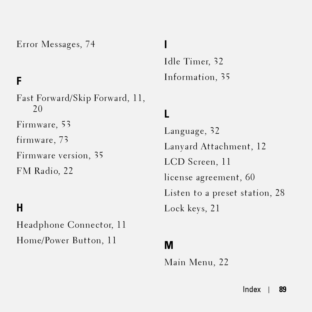 Dell HV04T owner manual Index 