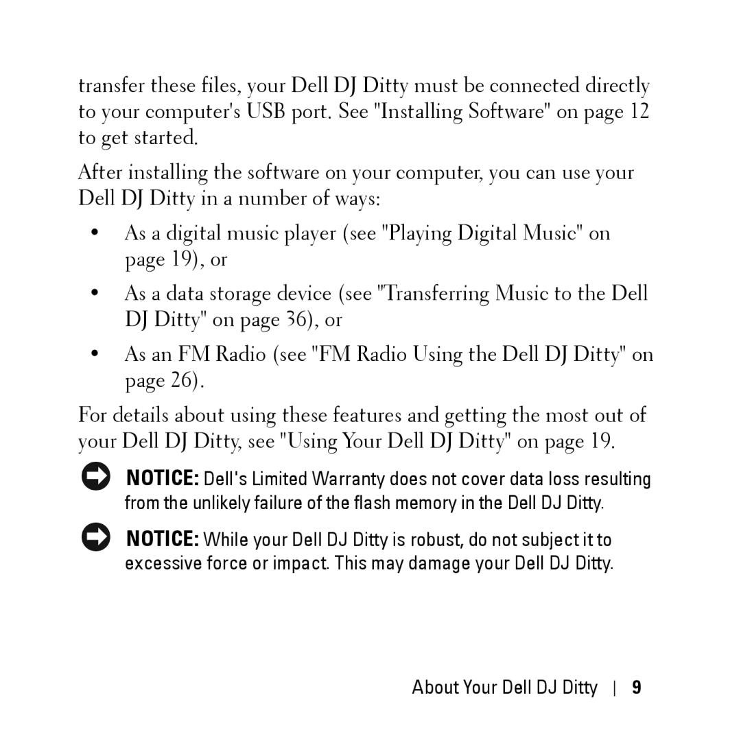 Dell HV04T owner manual About Your Dell DJ Ditty 