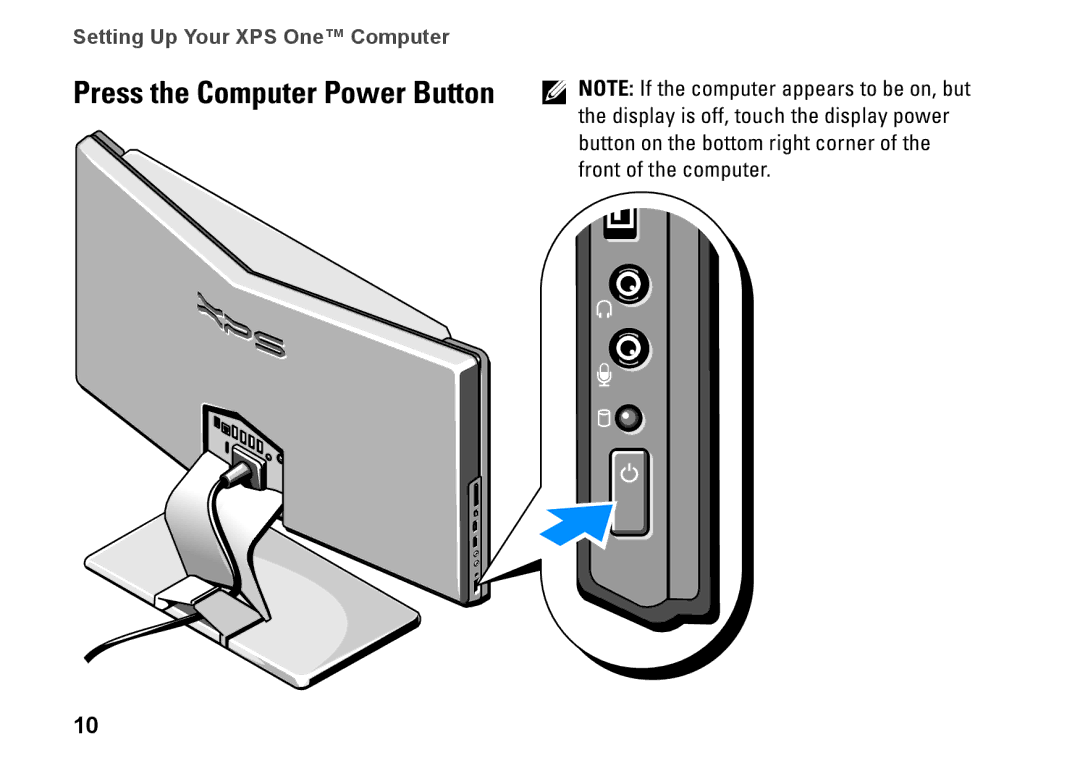 Dell HW049, MTG24, A2420 setup guide Press the Computer Power Button 