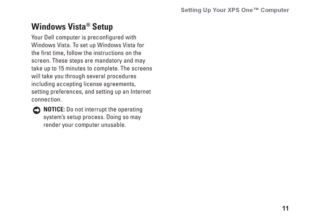 Dell MTG24, HW049, A2420 setup guide Windows Vista Setup 