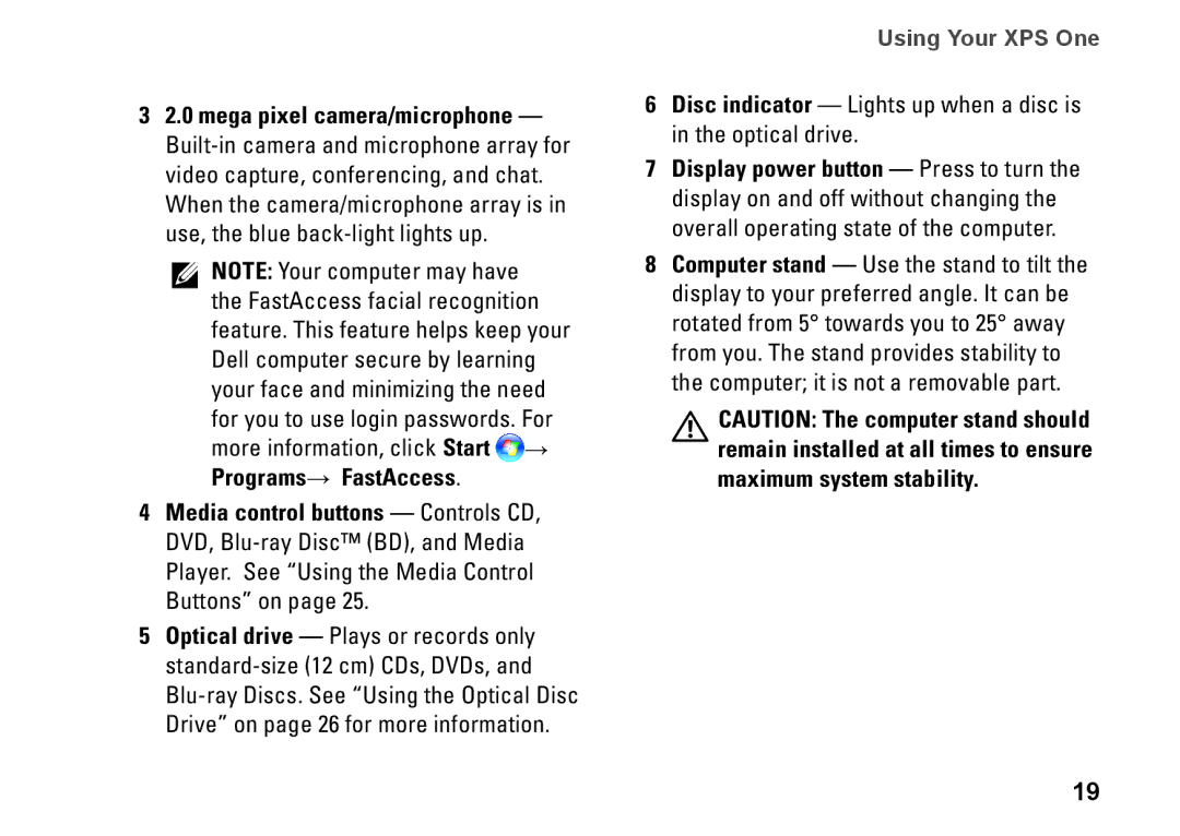 Dell HW049, MTG24, A2420 setup guide Using Your XPS One 