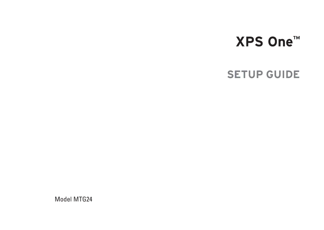 Dell HW049, MTG24, A2420 setup guide XPS One 