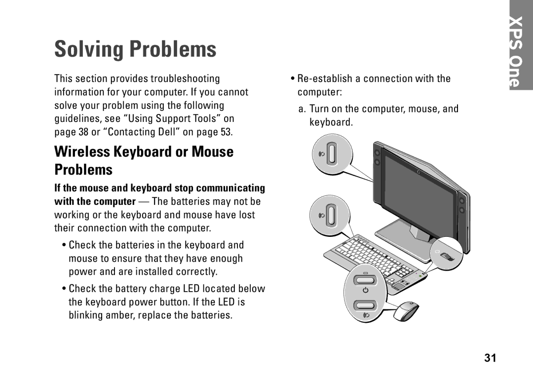 Dell HW049, MTG24, A2420 setup guide Solving Problems, Wireless Keyboard or Mouse Problems 